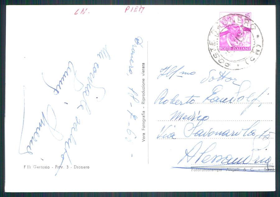 Cuneo Dronero Foto FG cartolina MZ0898 – retro
