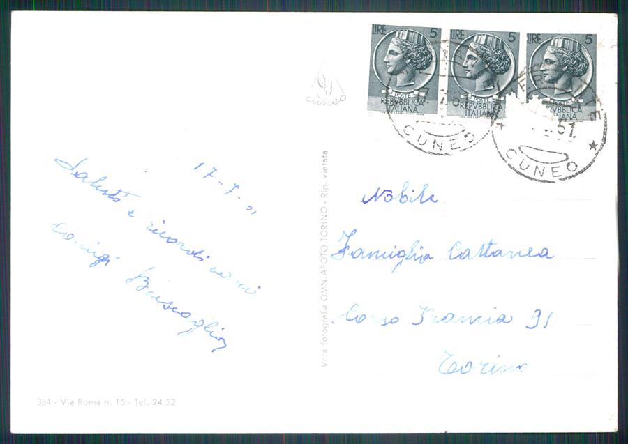 Cuneo Vernante Santuario Madonna della Valle PIEGA Foto FG cartolina MZ0903 – retro