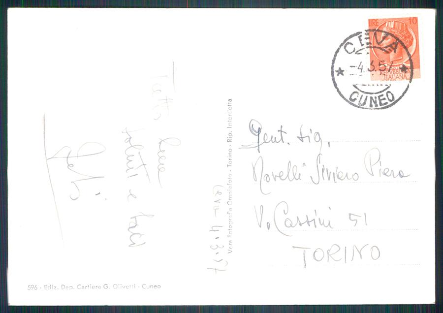 Cuneo Valle Gesso Gruppo dell'Argentera Foto FG cartolina MZ0906 – retro