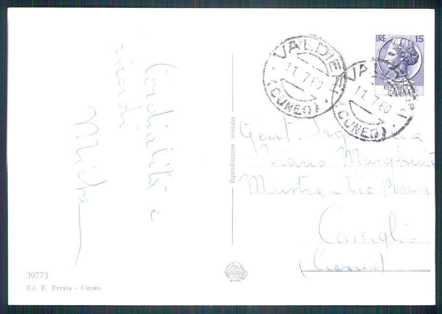 Cuneo Valdieri Saluti da Foto FG cartolina MZ0910 – retro