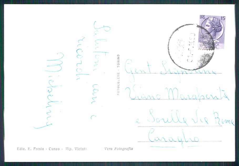 Cuneo Valdieri Foto FG cartolina MZ0912 – retro