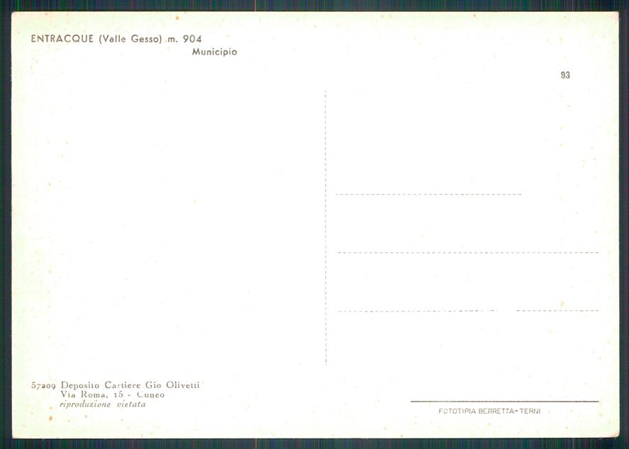 Cuneo Entracque Municipio FG cartolina MZ0927 – retro