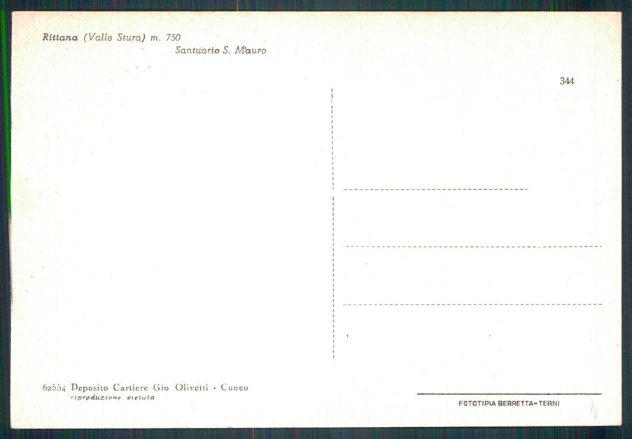 Cuneo Rittana Santuario San Mauro FG cartolina MZ0935 – retro