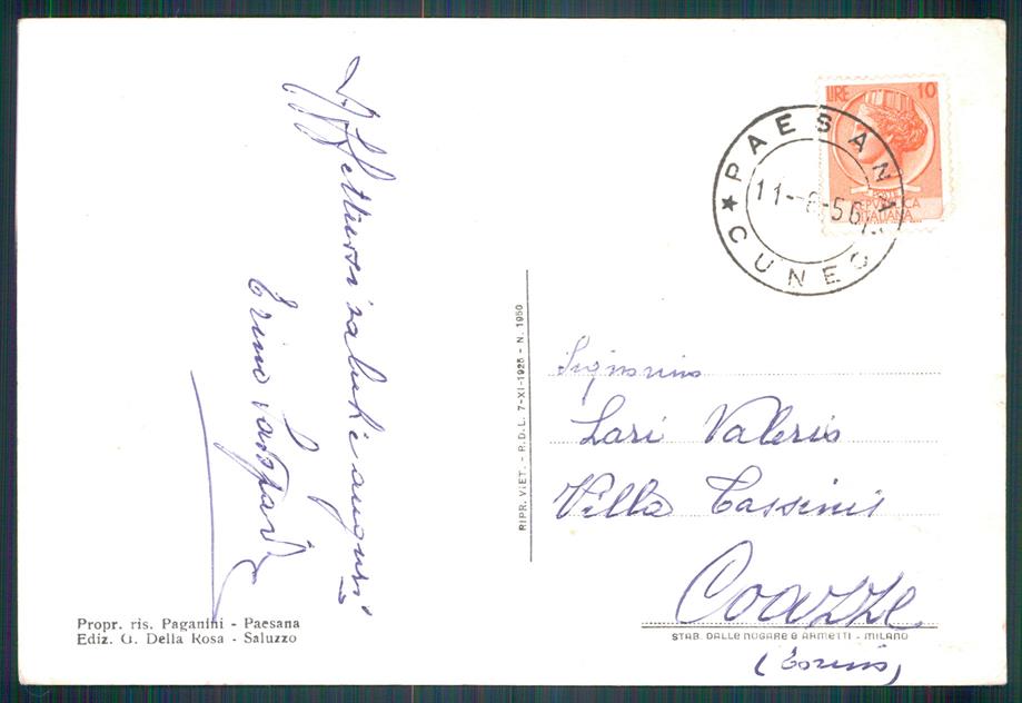 Cuneo Paesana SCOLLATA FG cartolina MZ0940 – retro