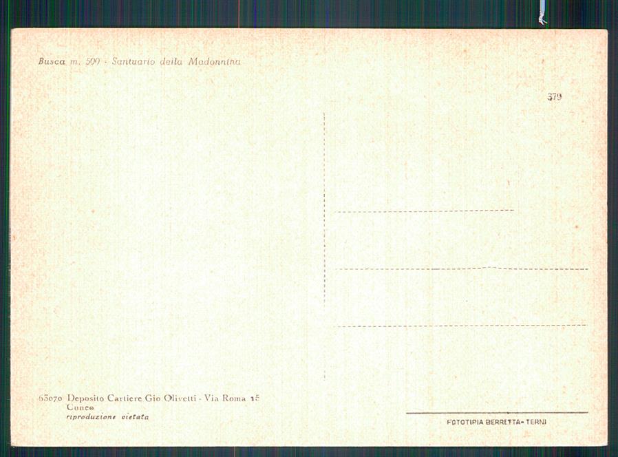 Cuneo Busca Santuario della Madonna FG cartolina MZ0957 – retro