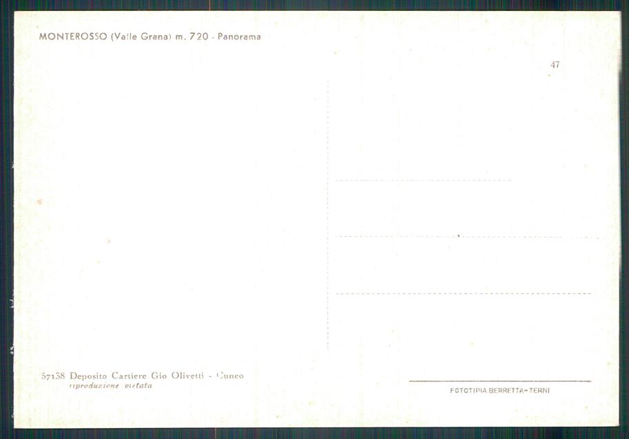 Cuneo Monterosso Valle Grana FG cartolina MZ0963 – retro