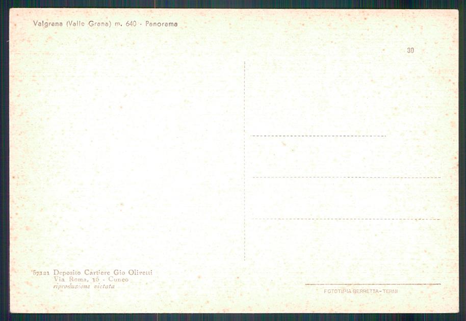 Cuneo Valgrana Valle Grana FG cartolina MZ0964 – retro