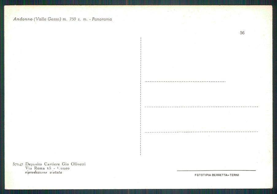 Cuneo Valdieri Andonno PIEGHINA FG cartolina MZ0970 – retro