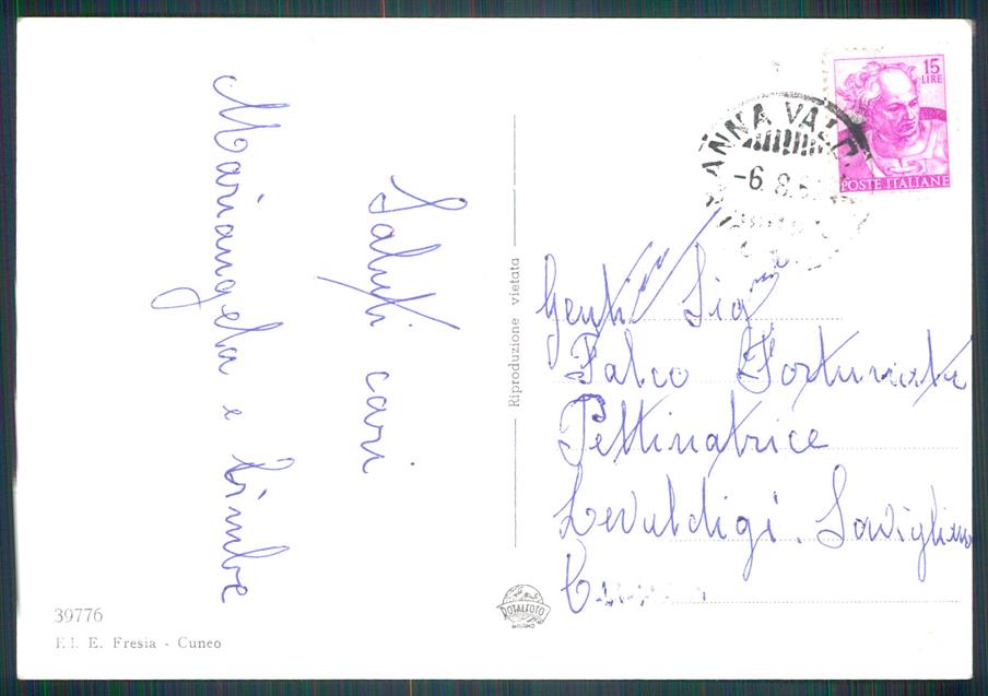 Cuneo Valdieri Sant'Anna di Saluti da Foto FG cartolina MZ0986 – retro