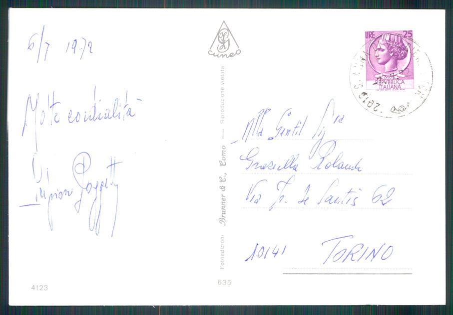 Cuneo Valdieri Terme di Saluti da Caprioli Foto FG cartolina MZ0991 – retro