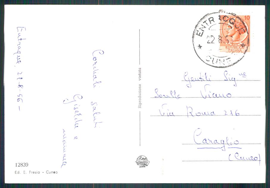 Cuneo Entracque Valle Gesso Foto FG cartolina MZ0994 – retro