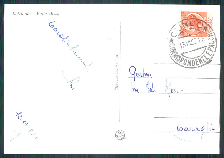 Cuneo Entracque Valle Gesso Foto FG cartolina MZ0996 – retro