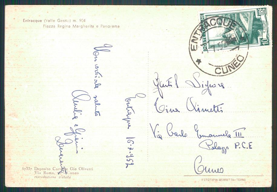 Cuneo Entracque PIEGHE FG cartolina MZ1001 – retro
