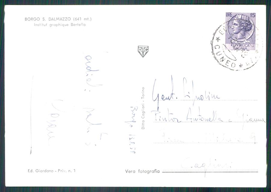 Cuneo Borgo San Dalmazzo Istituto Grafico Bertello Foto FG cartolina MZ1014 – retro