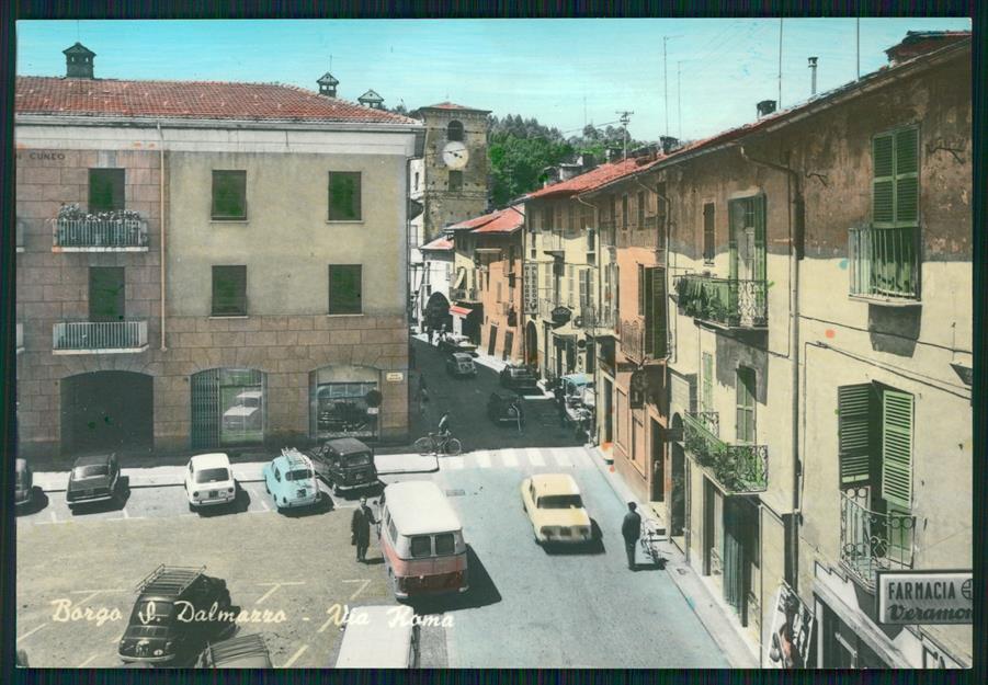 Cuneo Borgo San Dalmazzo Via Roma Corriera Auto Foto FG cartolina MZ1015 – fronte