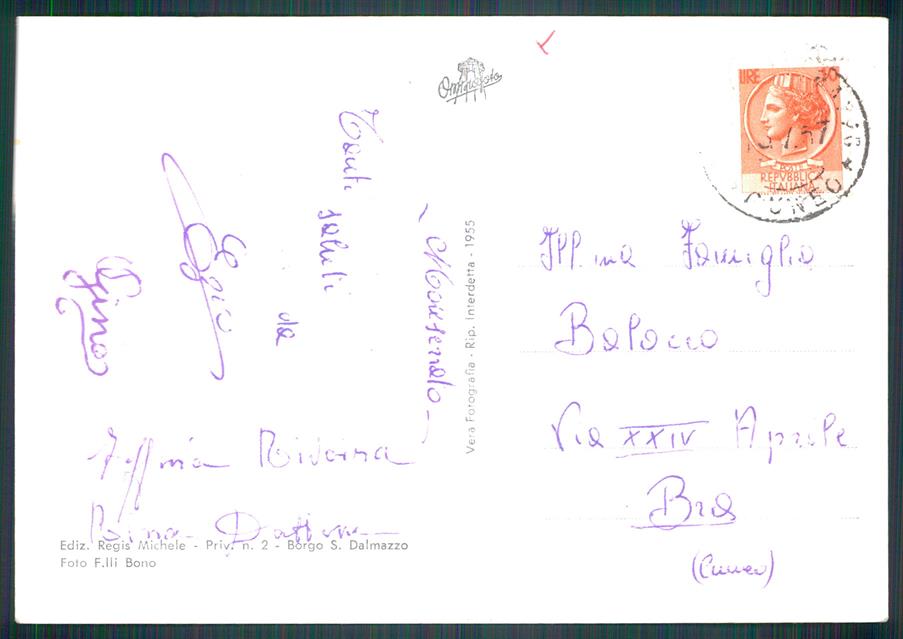 Cuneo Borgo San Dalmazzo Madonna di Monserrato Foto FG cartolina MZ1031 – retro