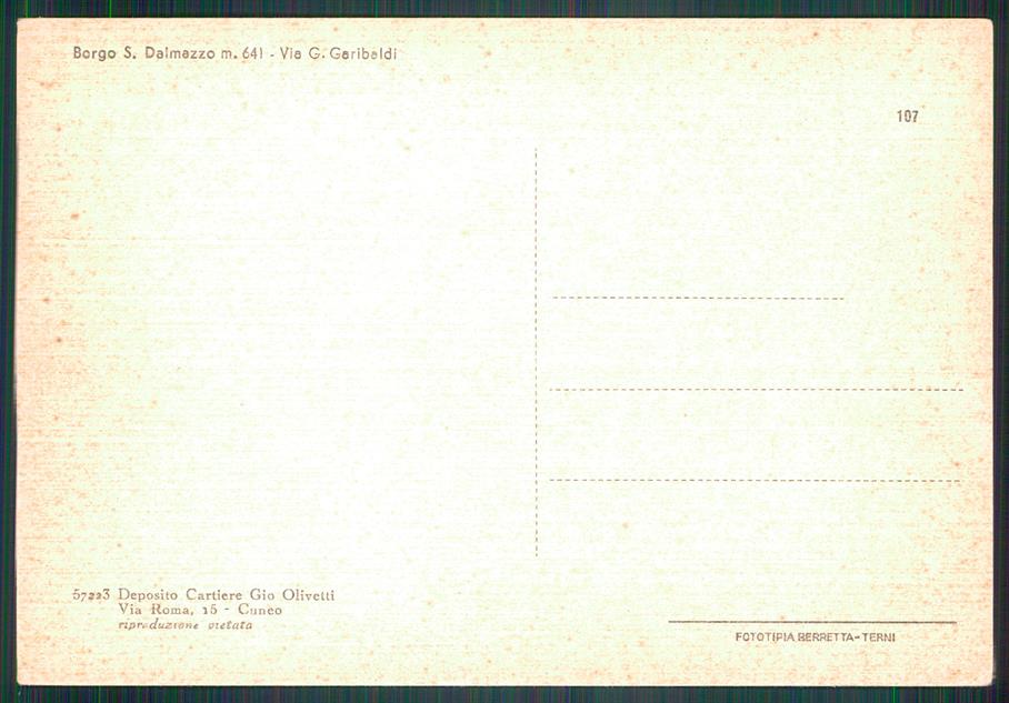 Cuneo Borgo San Dalmazzo Via Garibaldi Auto FG cartolina MZ1045 – retro