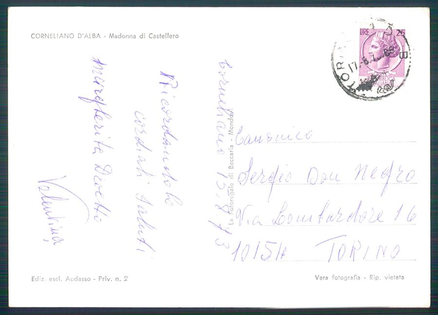 Cuneo Corneliano d'Alba Foto FG cartolina MZ1068 – retro