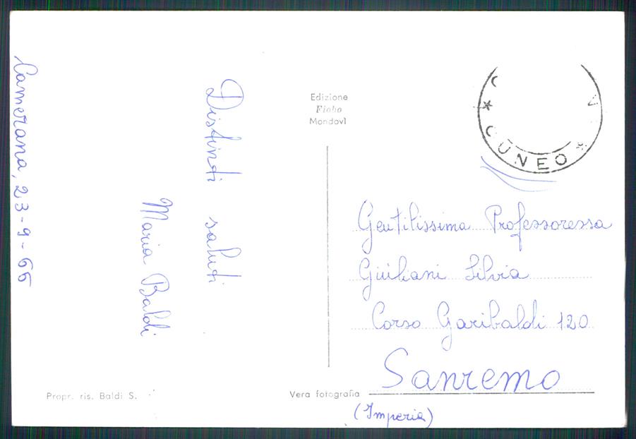 Cuneo Camerana Foto FG cartolina MZ1099 – retro