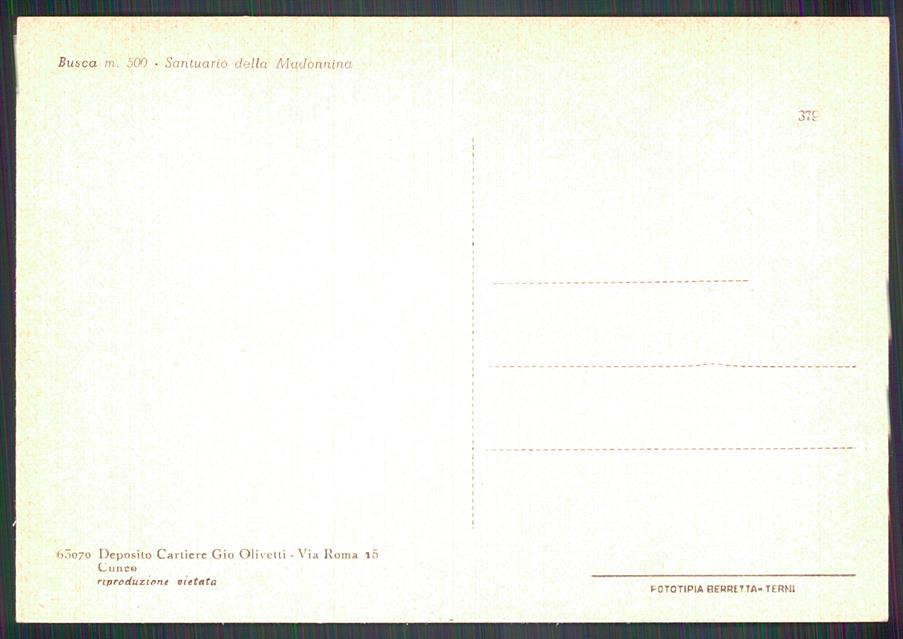Cuneo Busca Santuario della Madonnina FG cartolina MZ1118 – retro