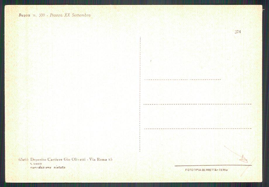 Cuneo Busca Piazza XX Settembre Auto FG cartolina MZ1119 – retro