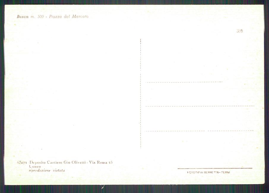 Cuneo Busca Piazza del Mercato Fontana FG cartolina MZ1121 – retro
