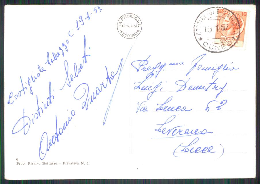 Cuneo Costigliole Saluzzo Palazzo Giriodi Foto FG cartolina MZ1130 – retro