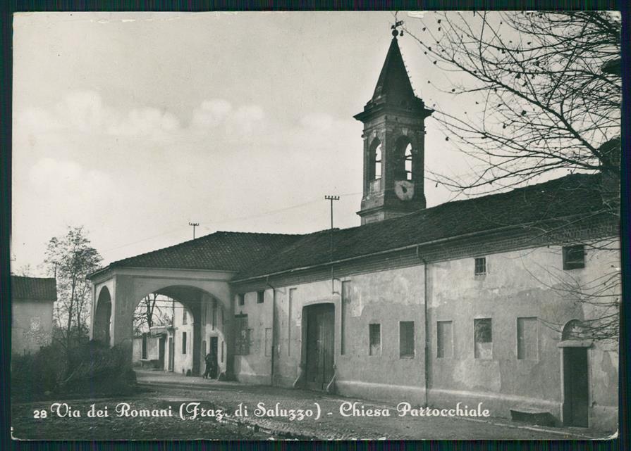 Cuneo Saluzzo Via dei Romani Chiesa Parrocchiale PIEGA Foto FG cartolina MZ1140 – fronte