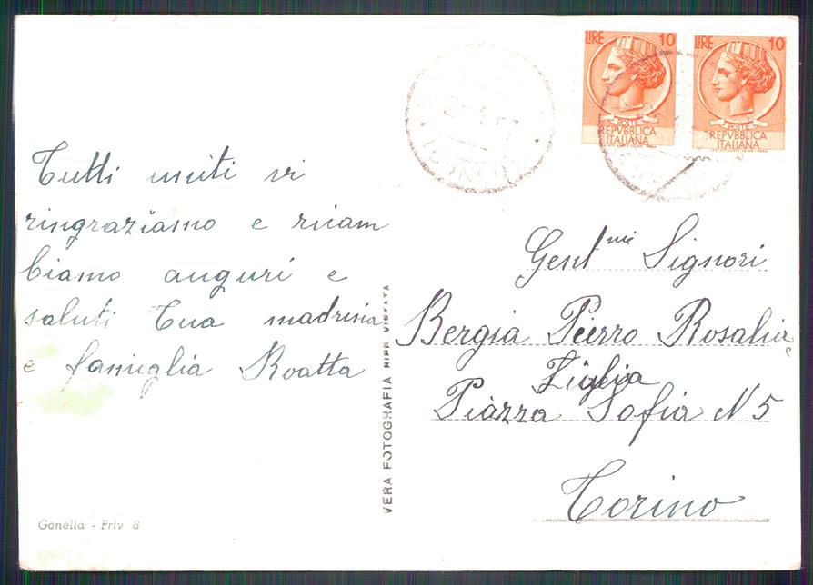 Cuneo Saluzzo Via dei Romani Chiesa Parrocchiale PIEGA Foto FG cartolina MZ1140 – retro
