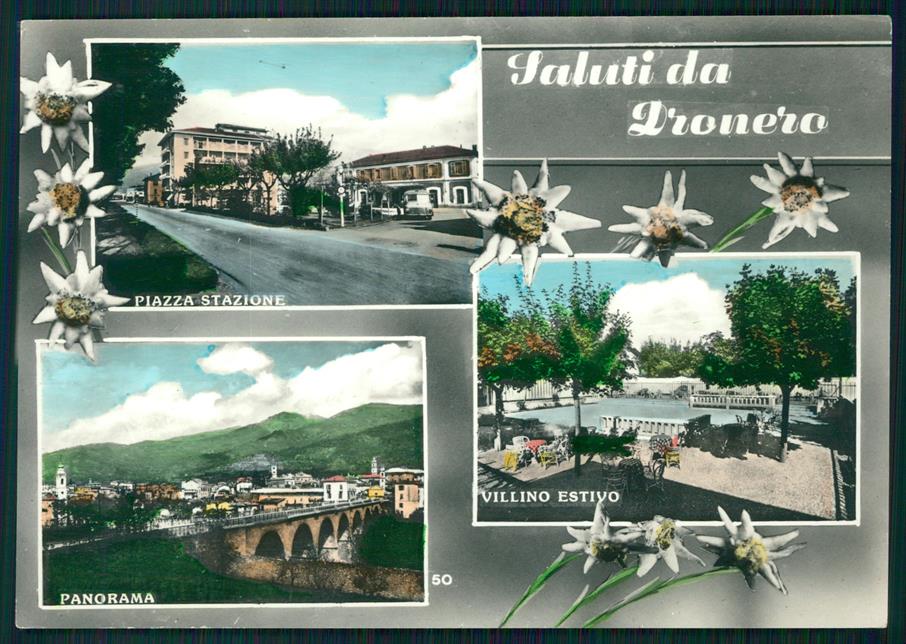Cuneo Dronero Saluti da Stelle Alpine Foto FG cartolina MZ1143 – fronte