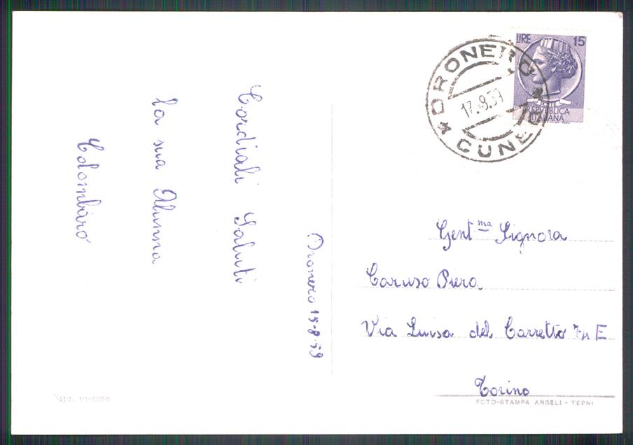 Cuneo Dronero Saluti da Foto FG cartolina MZ1145 – retro