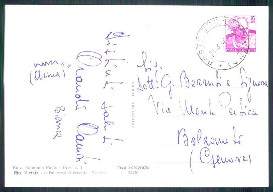 Cuneo Dronero Foto FG cartolina MZ1164 – retro