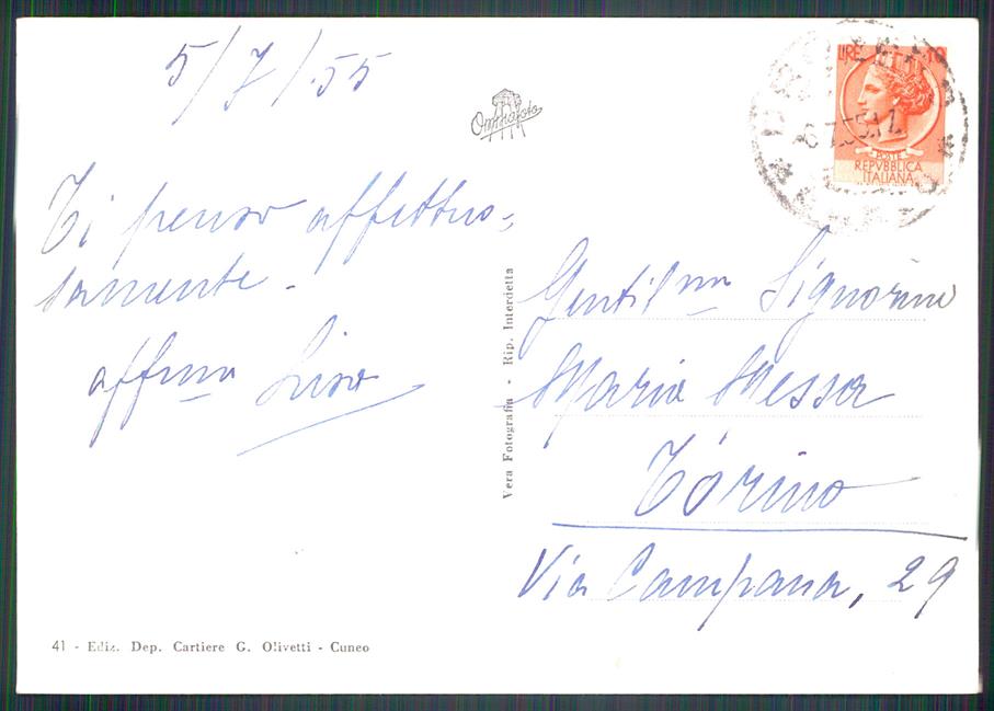 Cuneo Dronero Foto FG cartolina MZ1175 – retro