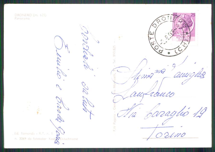 Cuneo Dronero PIEGHINA Foto FG cartolina MZ1176 – retro