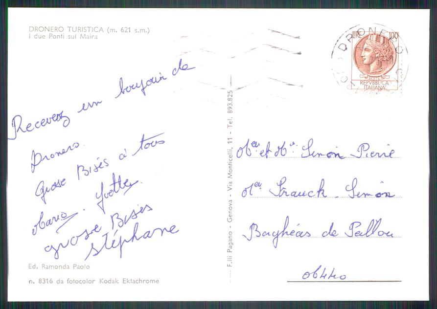 Cuneo Dronero Ponti sul Maira Foto FG cartolina MZ1180 – retro