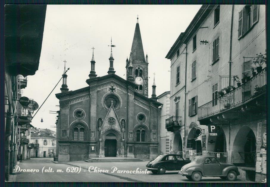 Cuneo Dronero Chiesa Parrocchiale Auto Topolino Foto FG cartolina MZ1184 – fronte
