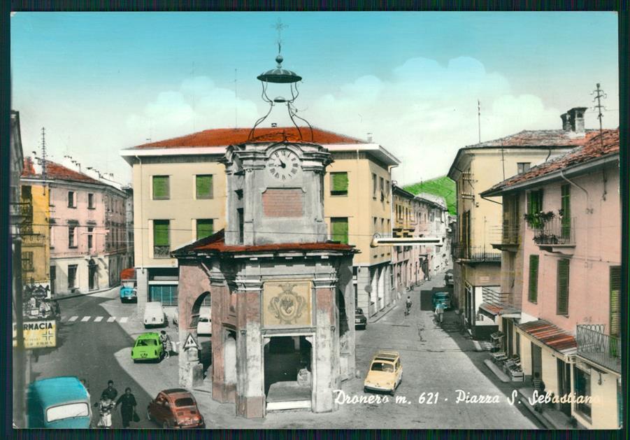 Cuneo Dronero Piazza San Sebastiano Auto Foto FG cartolina MZ1194 – fronte