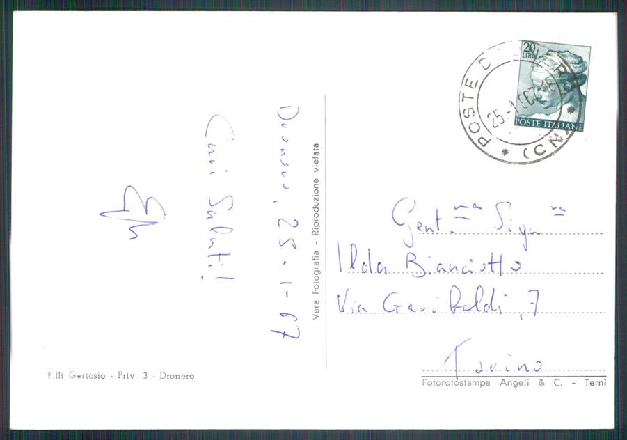 Cuneo Dronero Piazza San Sebastiano Auto Foto FG cartolina MZ1194 – retro