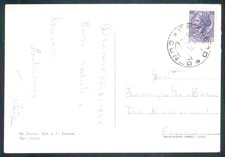 Cuneo Dronero Foto FG cartolina MZ1203 – retro