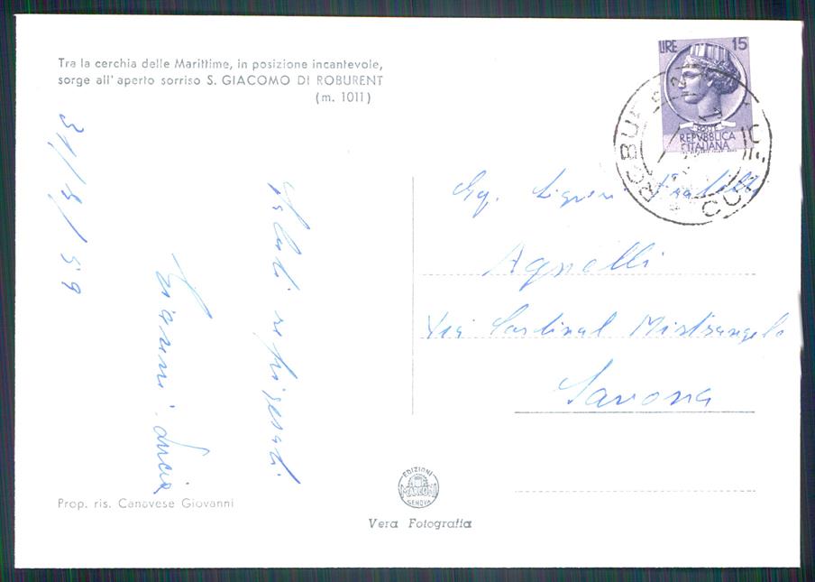 Cuneo Roburent San Giacomo di Foto FG cartolina MZ1239 – retro