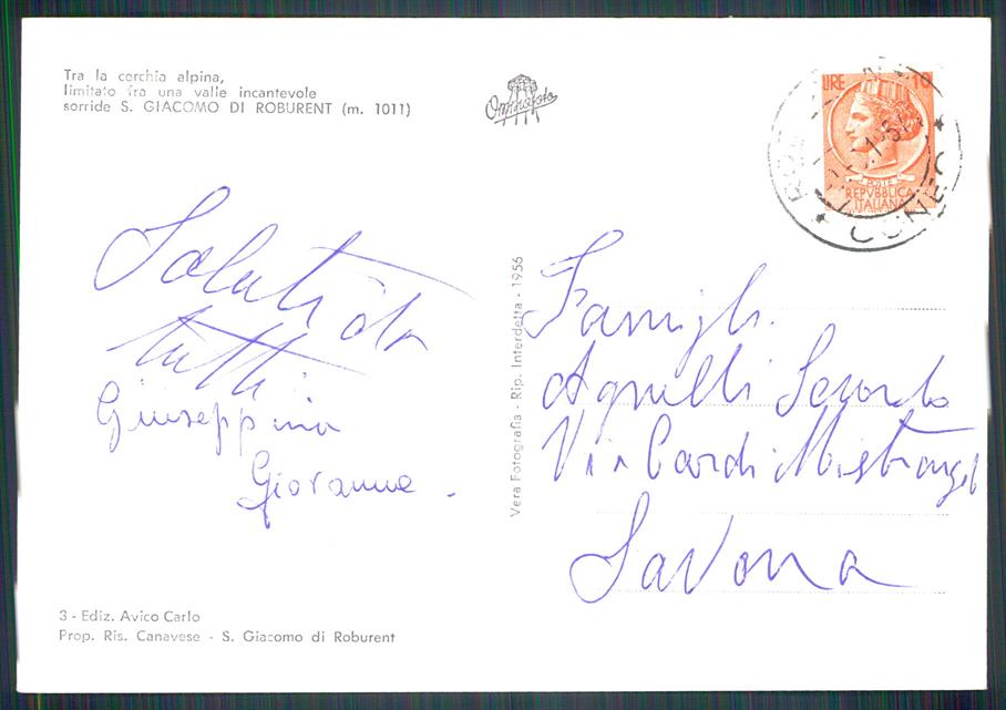 Cuneo Roburent San Giacomo di Foto FG cartolina MZ1240 – retro