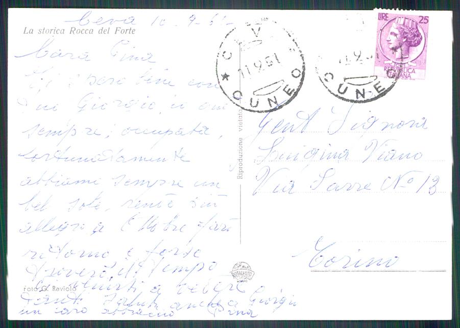 Cuneo Ceva Foto FG cartolina MZ1246 – retro