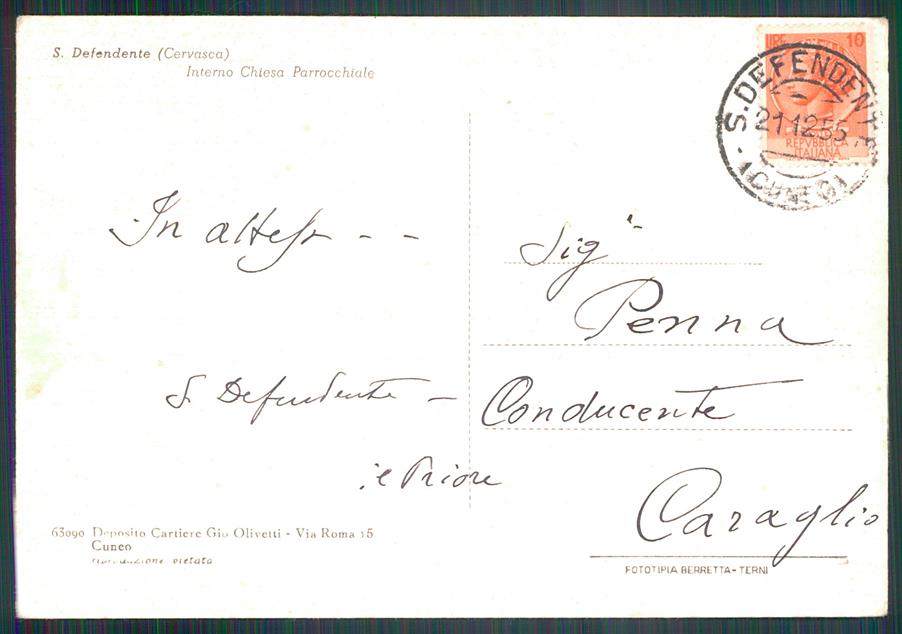Cuneo Cervasca San Defendente FG cartolina MZ1262 – retro
