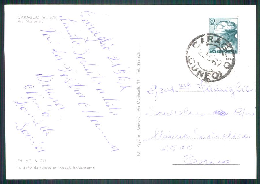 Cuneo Caraglio Via Nazionale Foto FG cartolina MZ1276 – retro