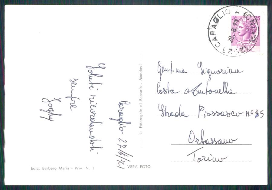 Cuneo Caraglio Foto FG cartolina MZ1279 – retro