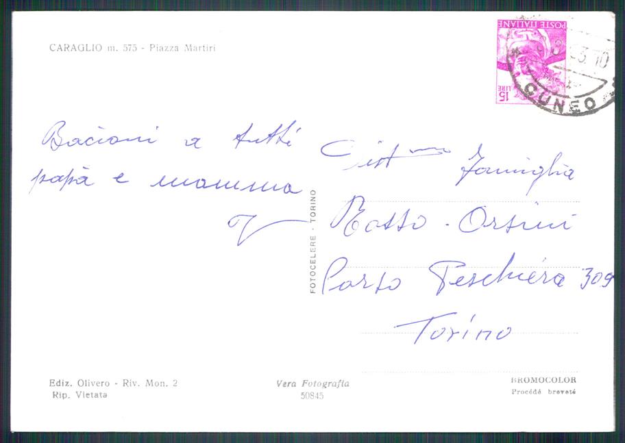 Cuneo Caraglio Auto Foto FG cartolina MZ1281 – retro