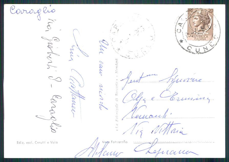 Cuneo Caraglio Foto FG cartolina MZ1308 – retro
