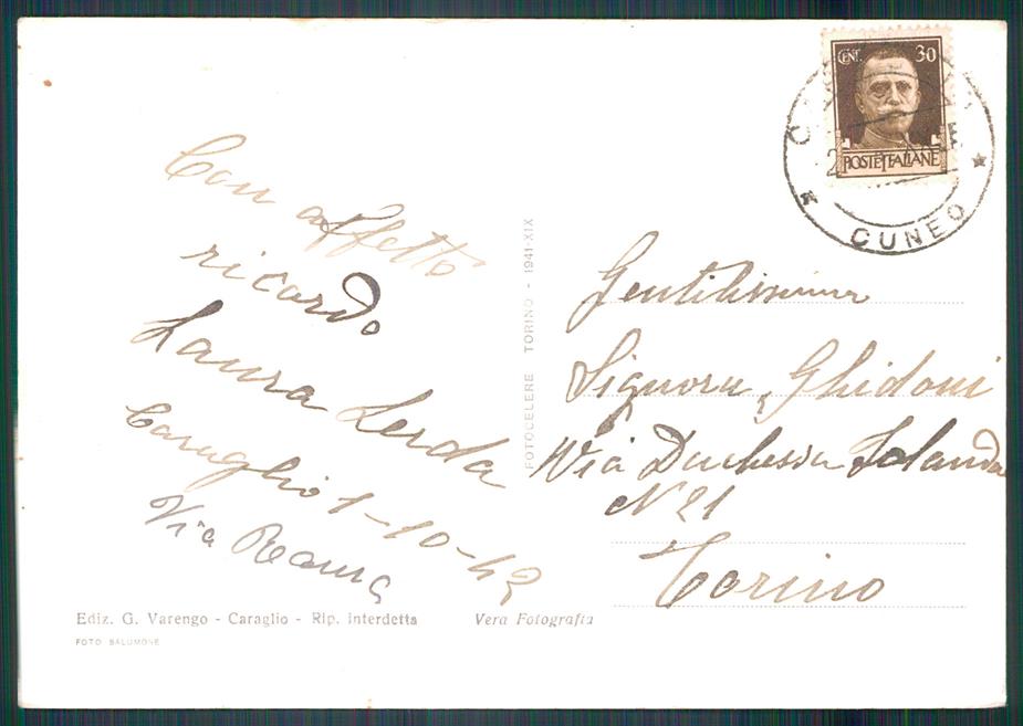 Cuneo Caraglio Foto FG cartolina MZ1318 – retro
