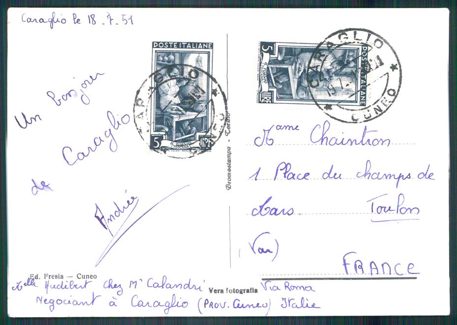 Cuneo Caraglio PIEGA Foto FG cartolina MZ1319 – retro