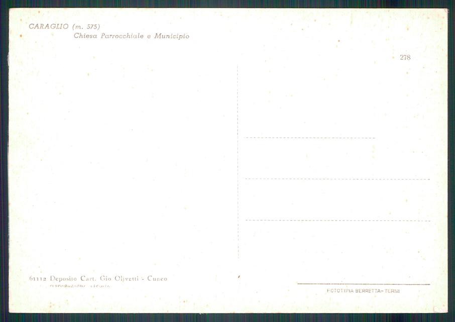 Cuneo Caraglio Municipio Chiesa Parrocchiale FG cartolina MZ1340 – retro
